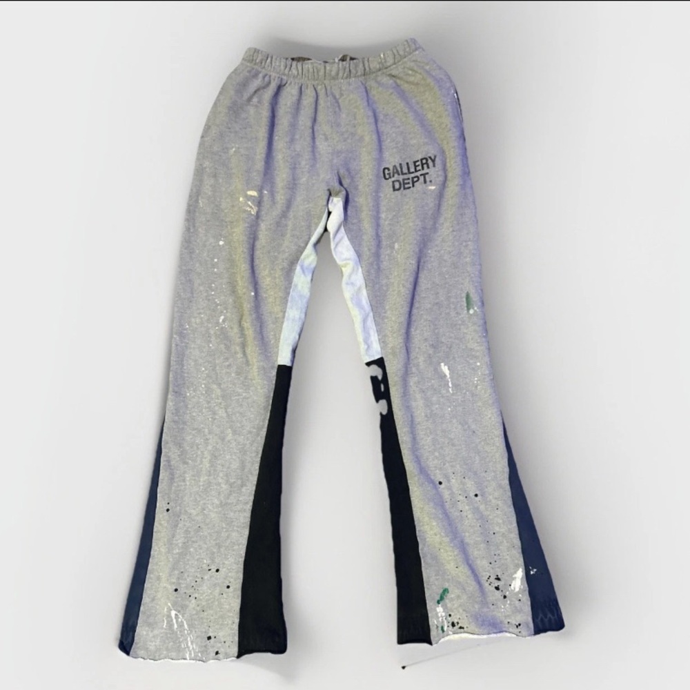 Gallery Dept Mens Gray and Black Artistic Flared Joggers